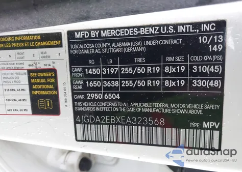 2014 Mercedes-Benz Ml 350 Bluetec 4Matic z USA, uszkodzony, nr VIN 4JGDA2EBXEA323568